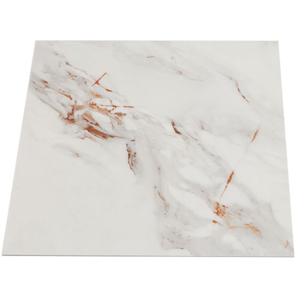 Living and Home Marble Patterned Calacatta White and Orange PVC Self Adhesive Wall Sticker 10 Pack Image 2