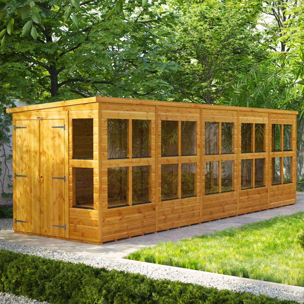 Power Sheds 20 x 6ft Double Door Pent Potting Shed Image 2