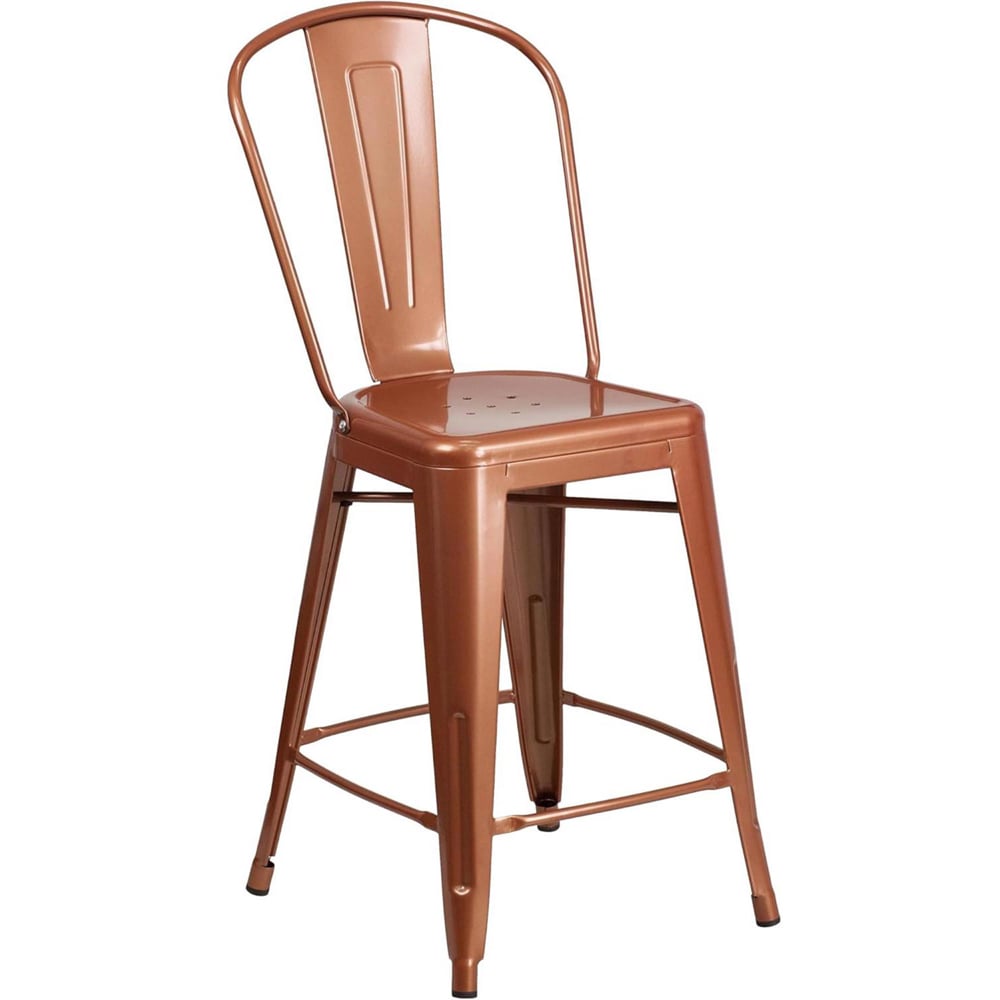 FWStyle Antique Copper Steel Bar Stools Set of 4 Image 5