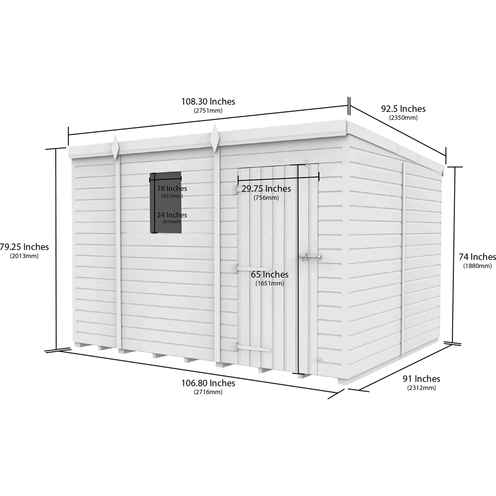 DIY Sheds 9 x 8ft Tongue and Groove Timber Pent Garden Shed Image 9