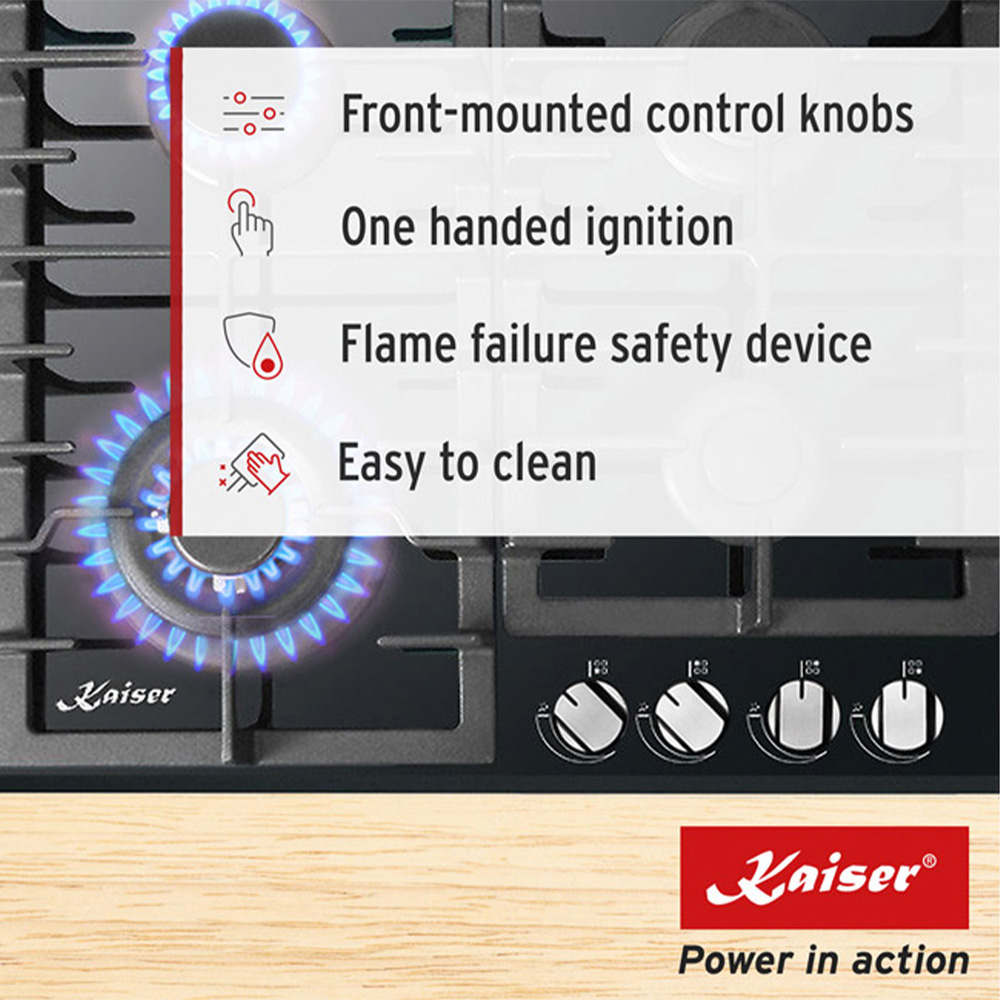 Kaiser Grand Chef Black Glass Turbo Gas Hob Image 5