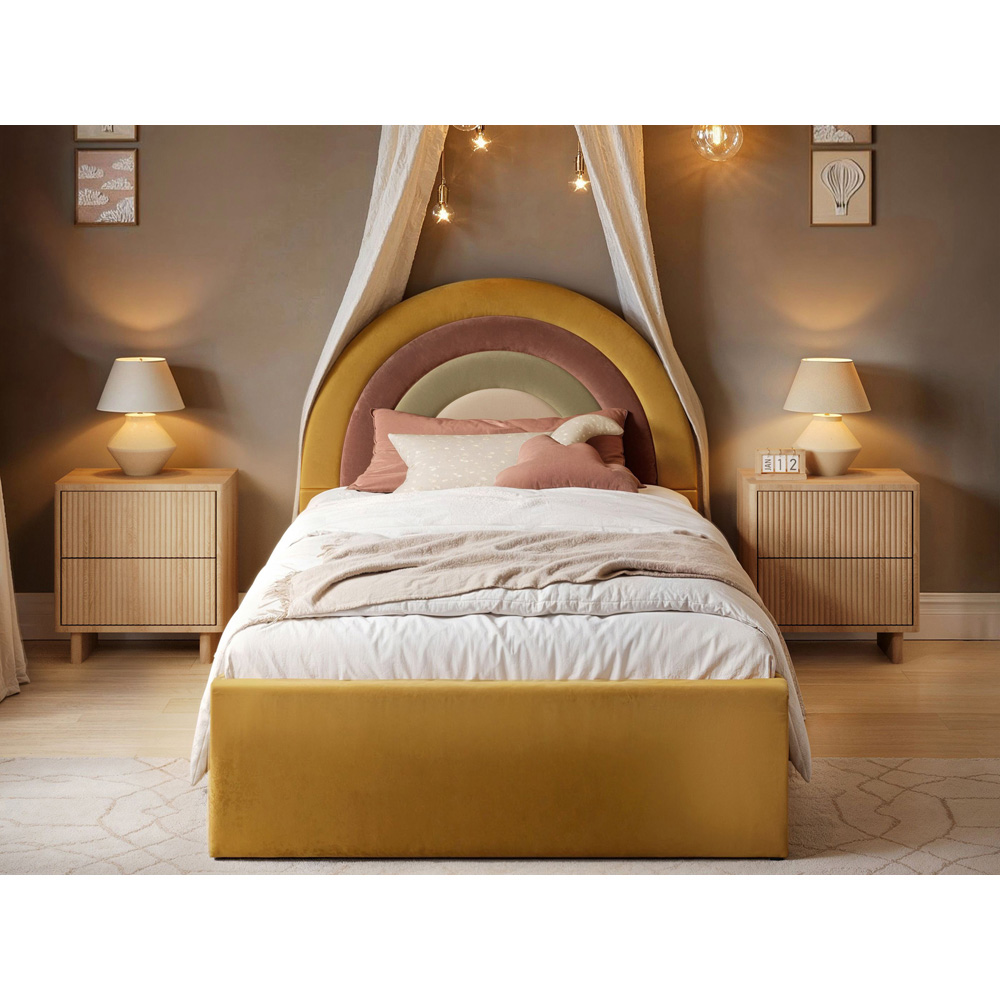 Flair Ava Single Mustard Velvet Lift-Up Ottoman Bed Image 6