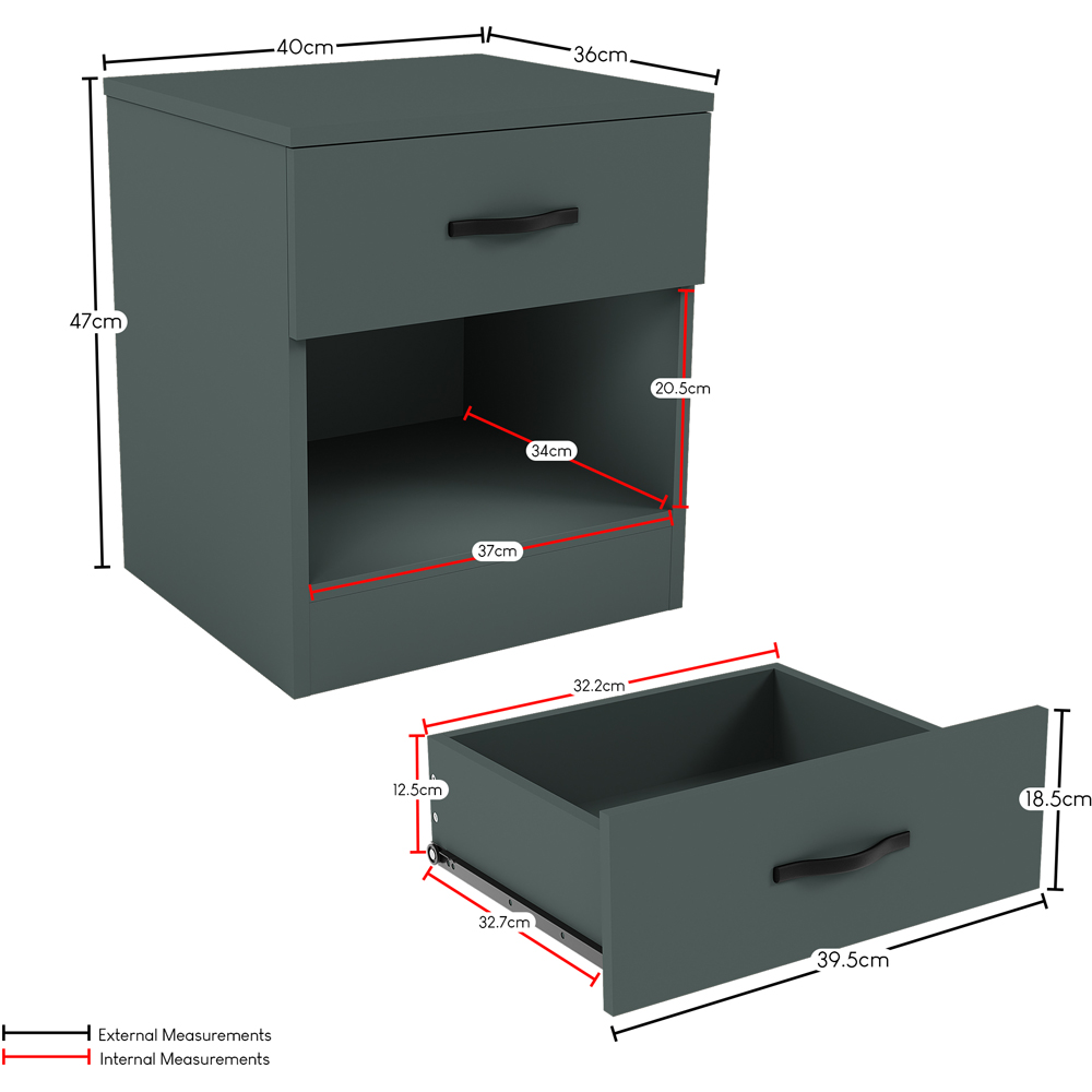 Vida Designs Riano Single Drawer Single Shelf Jasper Green Bedside Table Image 9