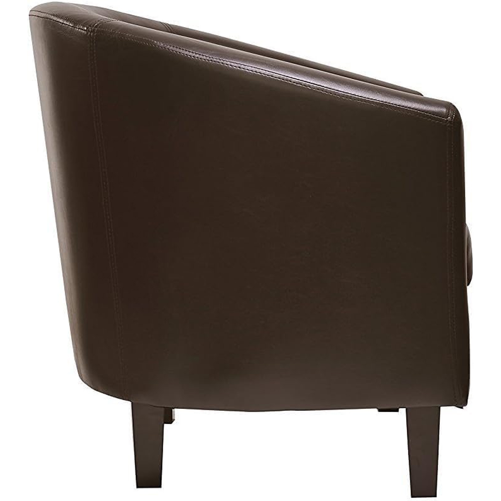 wilko Brown Faux Leather Tub Arm Chair Image 3