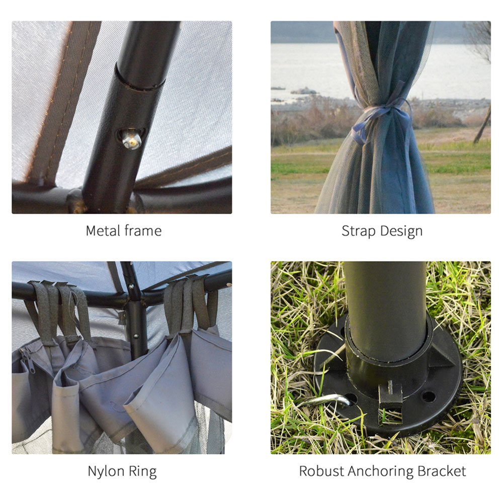 3x3m Gazebo 2-tier Roof Party Tent Grey Image 5