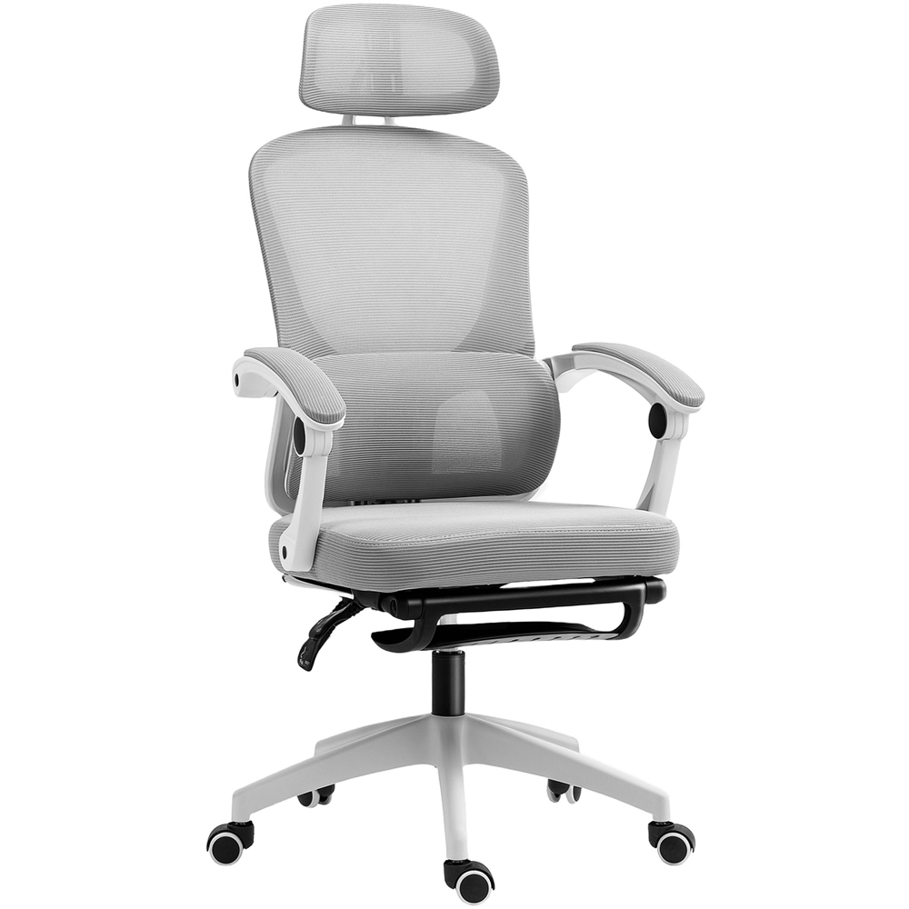 Portland Grey Mesh Ergonomic Office Chair with Headrest and Lumbar Support Image 2