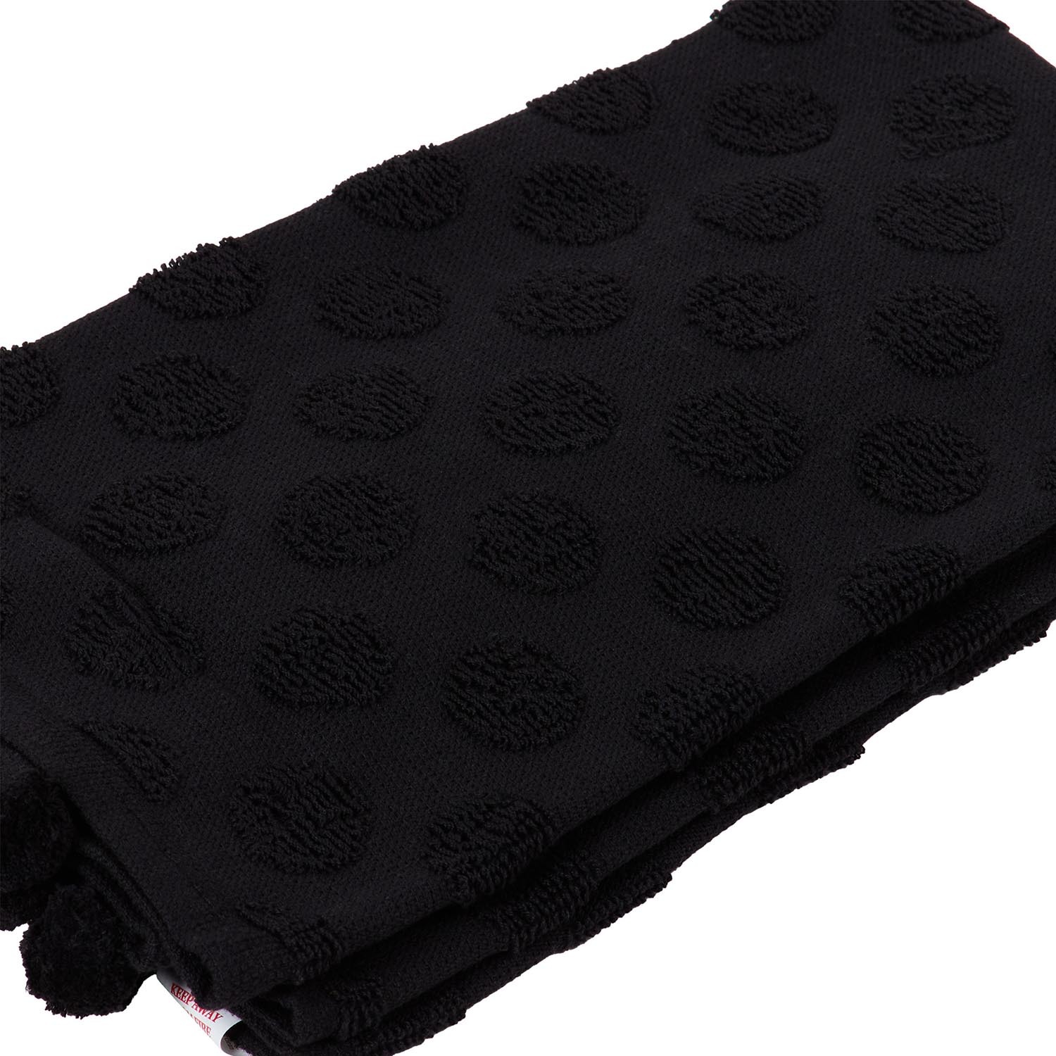 Divante Pack of 2 Dobby Terry Kitchen Towels with Pom Poms - Black Image 7