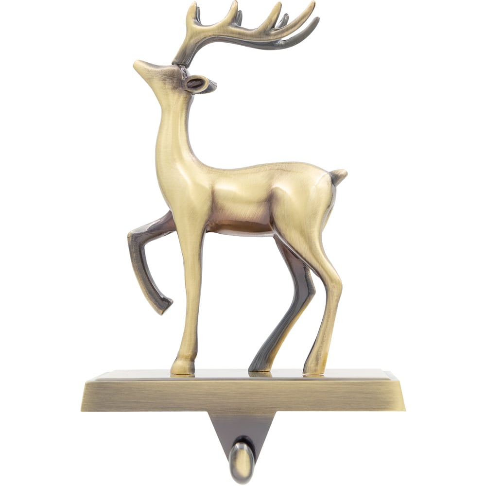The Christmas Workshop Antique Gold Reindeer Stocking Hanging Decoration Image 1