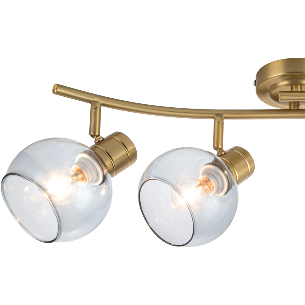 Cosylyte Hilston 4 Light Smoky Glass Shade Gold Wavy Bar Spotlight with Metal Base Image 4