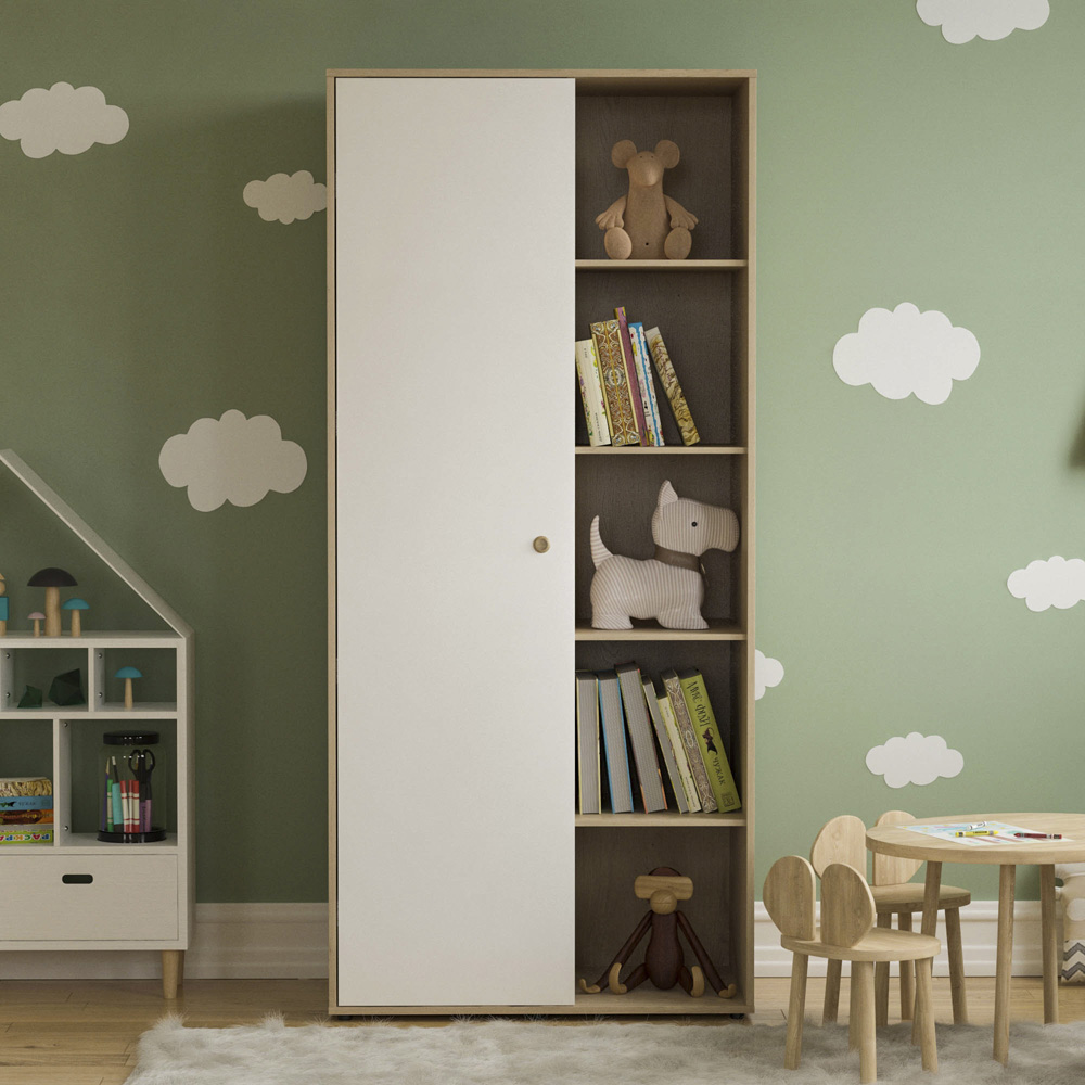 Junior Vida Neptune Single Door White and Oak Wardrobe Image 7