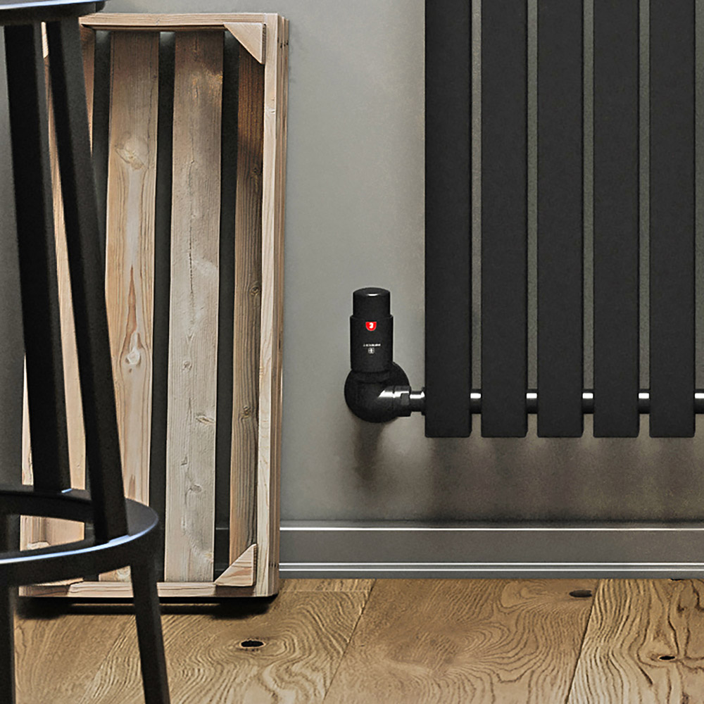 Terma Vario Heban Black Right Sided Vision 3 Axis Thermostatic Radiator Valve Set Image 5