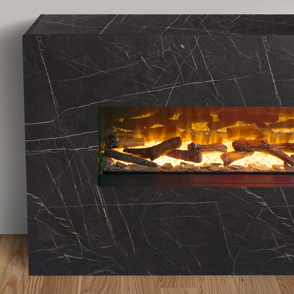 Acantha Bloc Pre-Built Black Marble Effect Fully Inset Media Wall Suite Image 5
