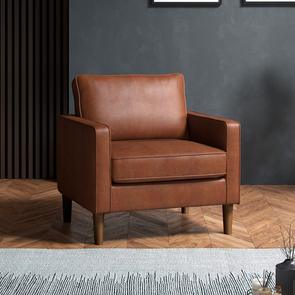 Bexhill Tan Faux Leather Armchair Image 4