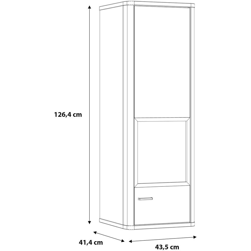 Florence Klara Single Door Grey and Oak Glass Display Cabinet with LED Lighting Image 8