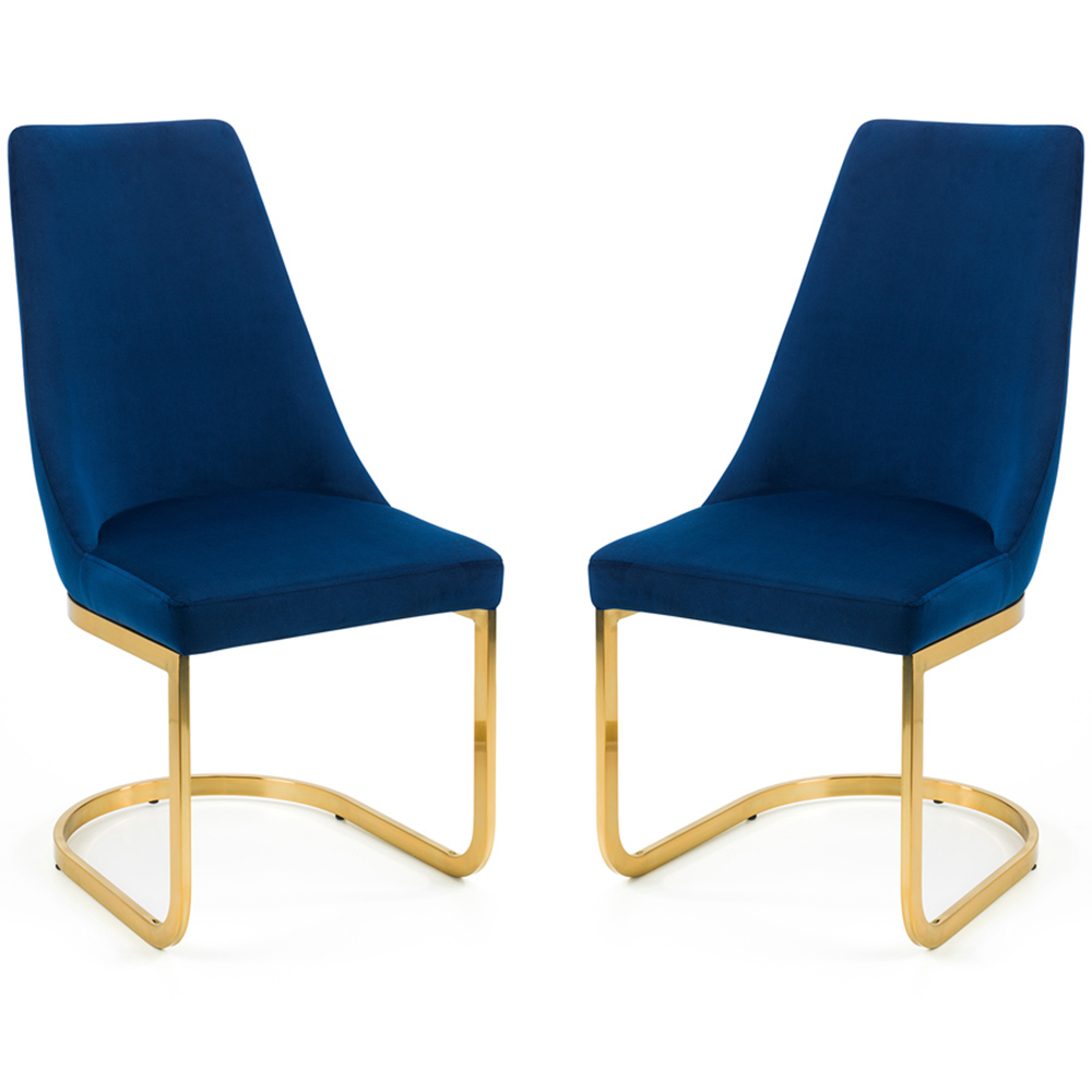 Julian Bowen Vittoria Cantilever Set of 2 Blue Dining Chairs Image 4