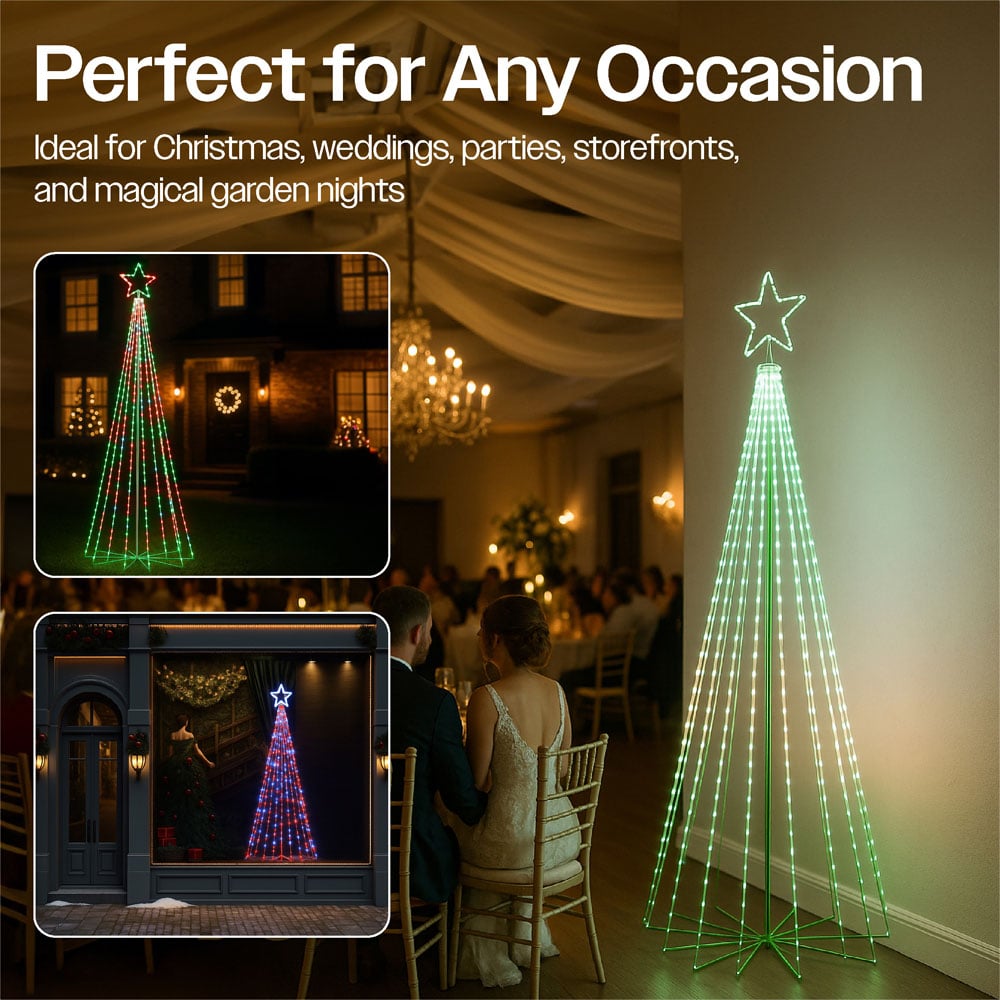 Xmas Haus 804 RGB LED Cone Shaped Light Tower with Star Topper 8ft Image 7