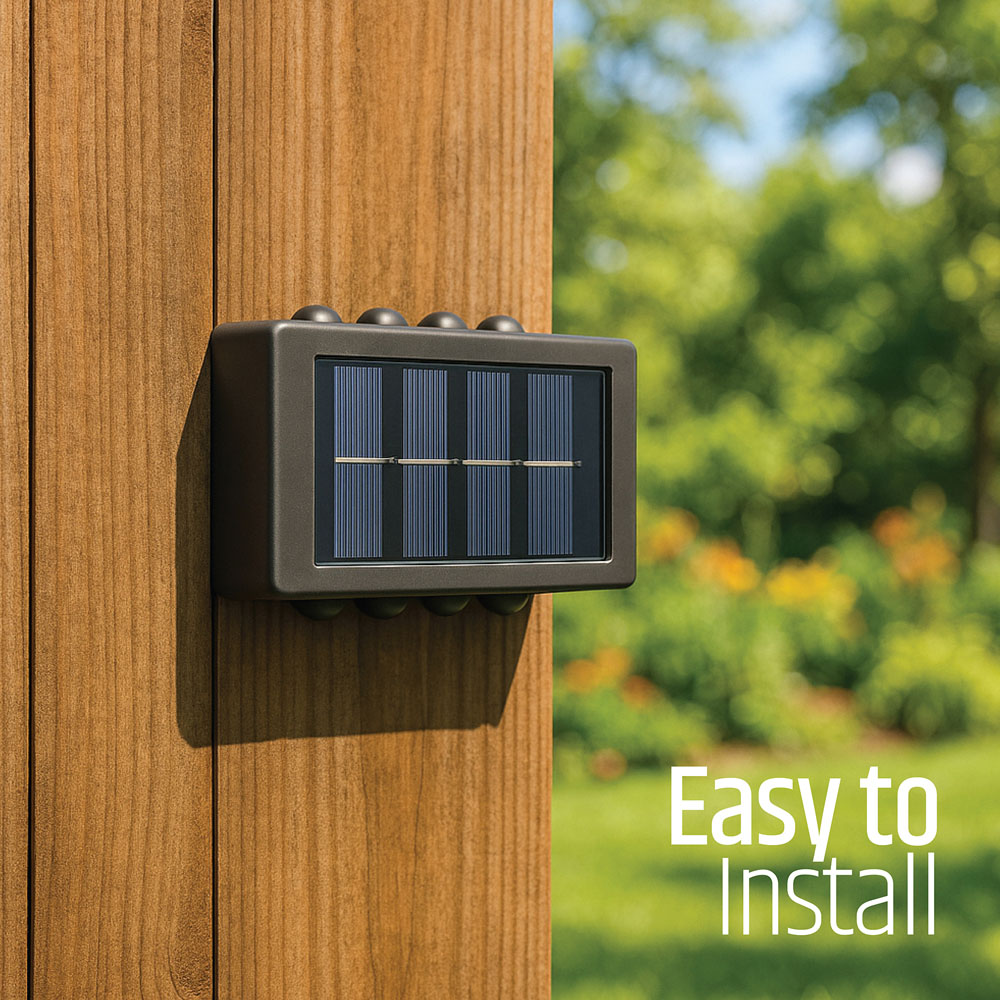 Gardenkraft 8 LED Solar Fence Wall Light 2 Pack Image 6