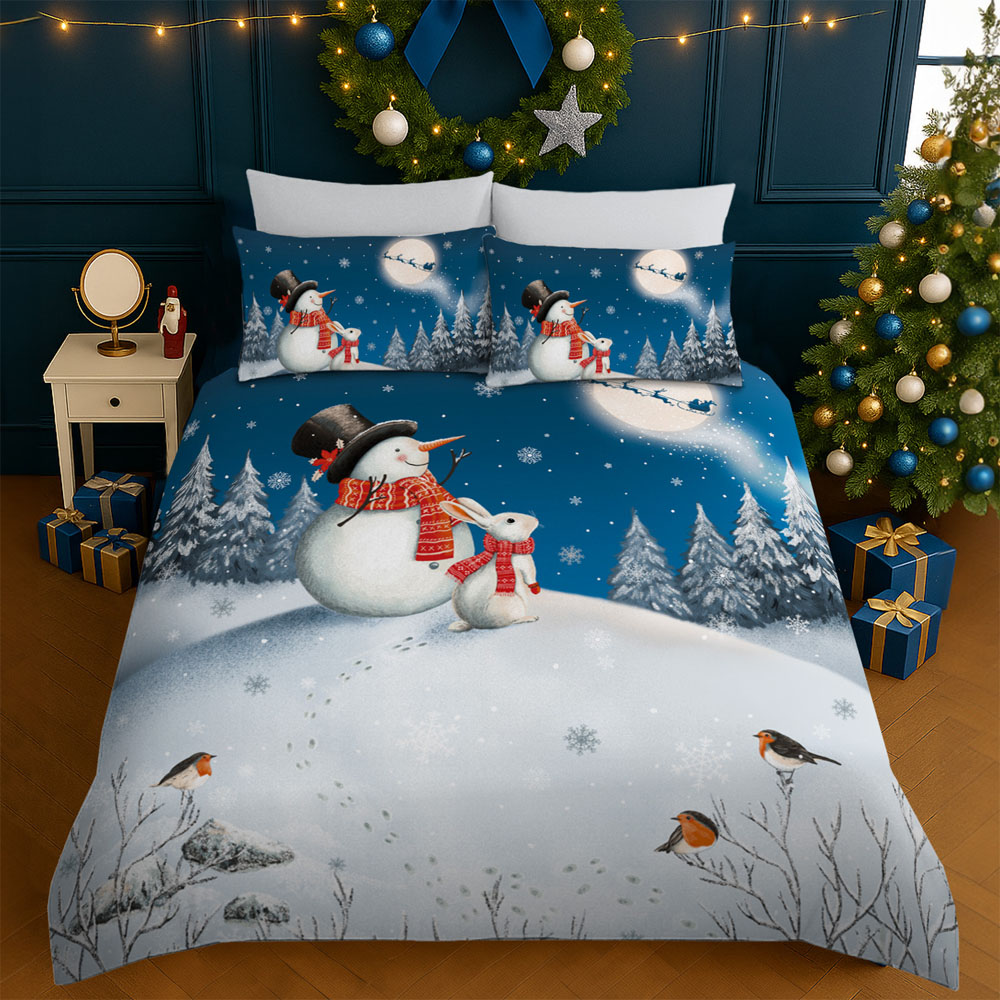 Velosso Double Blue Xmas Dream Panel Duvet Set Image 3