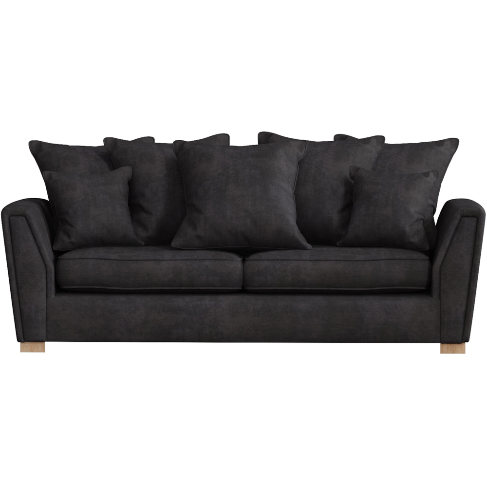 Wendleberry 3 Seater Ebony Plush Velvet Scatter Back Sofa Image 2