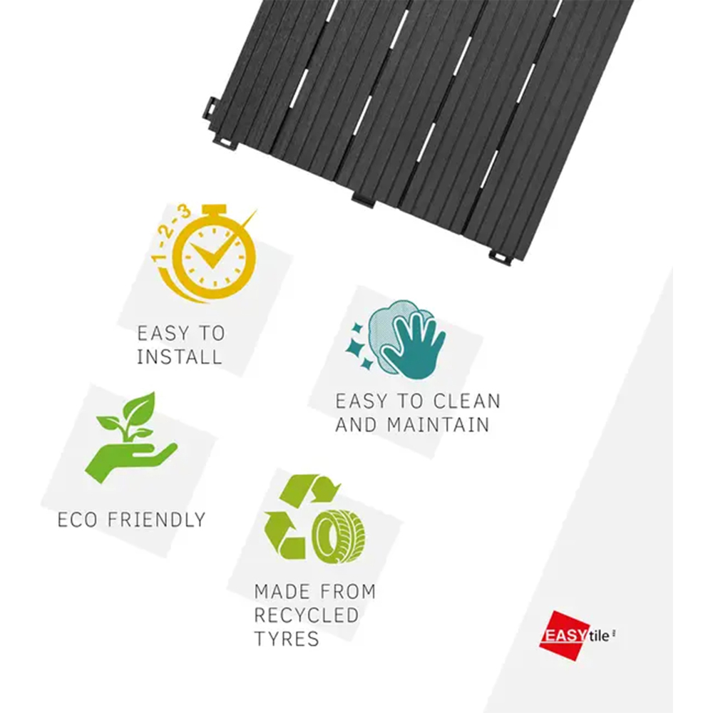 Oseasons Cosmopolitan Graphite Eco Interlocking Decking Tiles 30 x 30cm 10 Pack Image 8