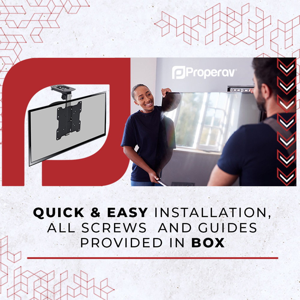 ProperAV Black 37 to 75 Inch Ultra Slim Tilting TV Bracket Image 8