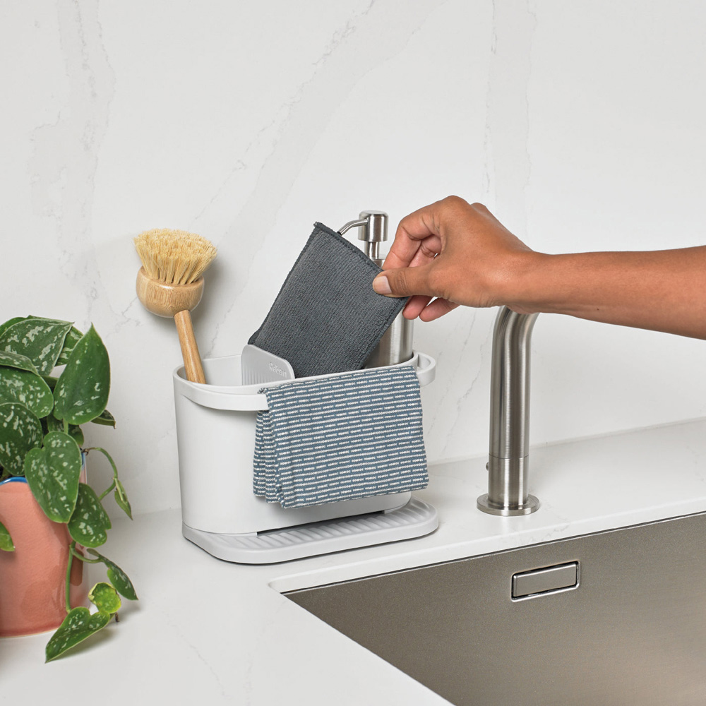 ReBorn Stone Effect Compact Plastic Sink Tidy with Drainage Tray Image 6