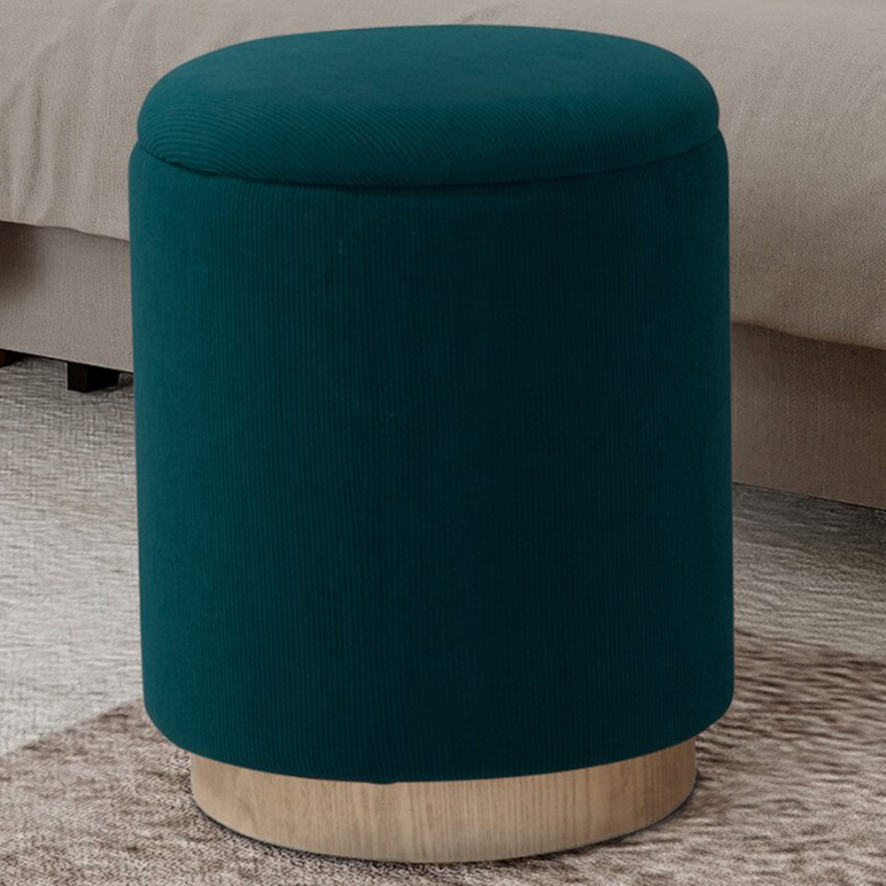 Trinity Teal Storage Footstool Image 1