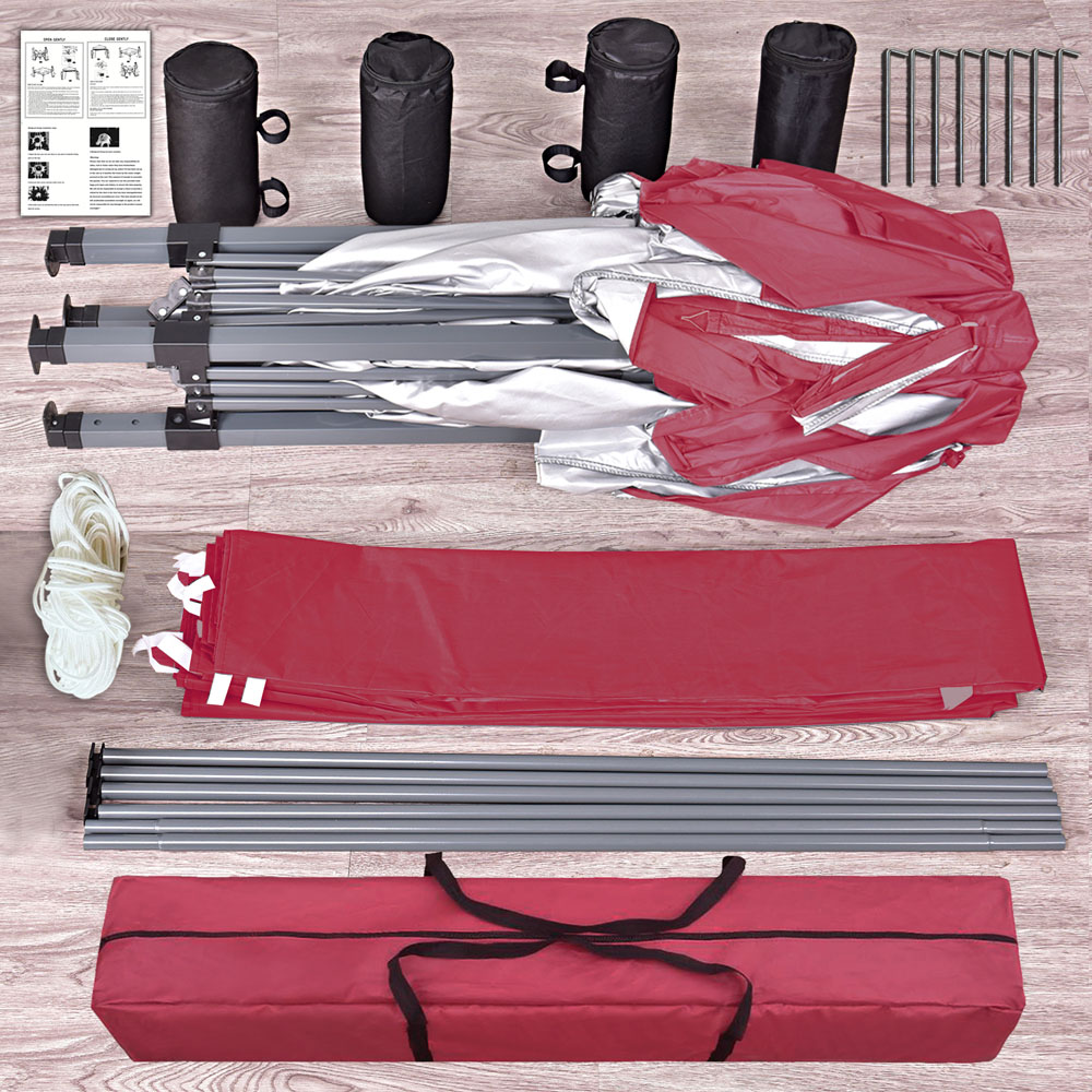 Red Pop Up Outdoor Canopy Tent with Removable Sidewalls 3 x 3m Image 8