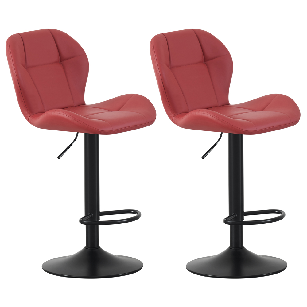 Stella Red Height Adjustable Bar Stools with Footrest Set of 2 Image 2