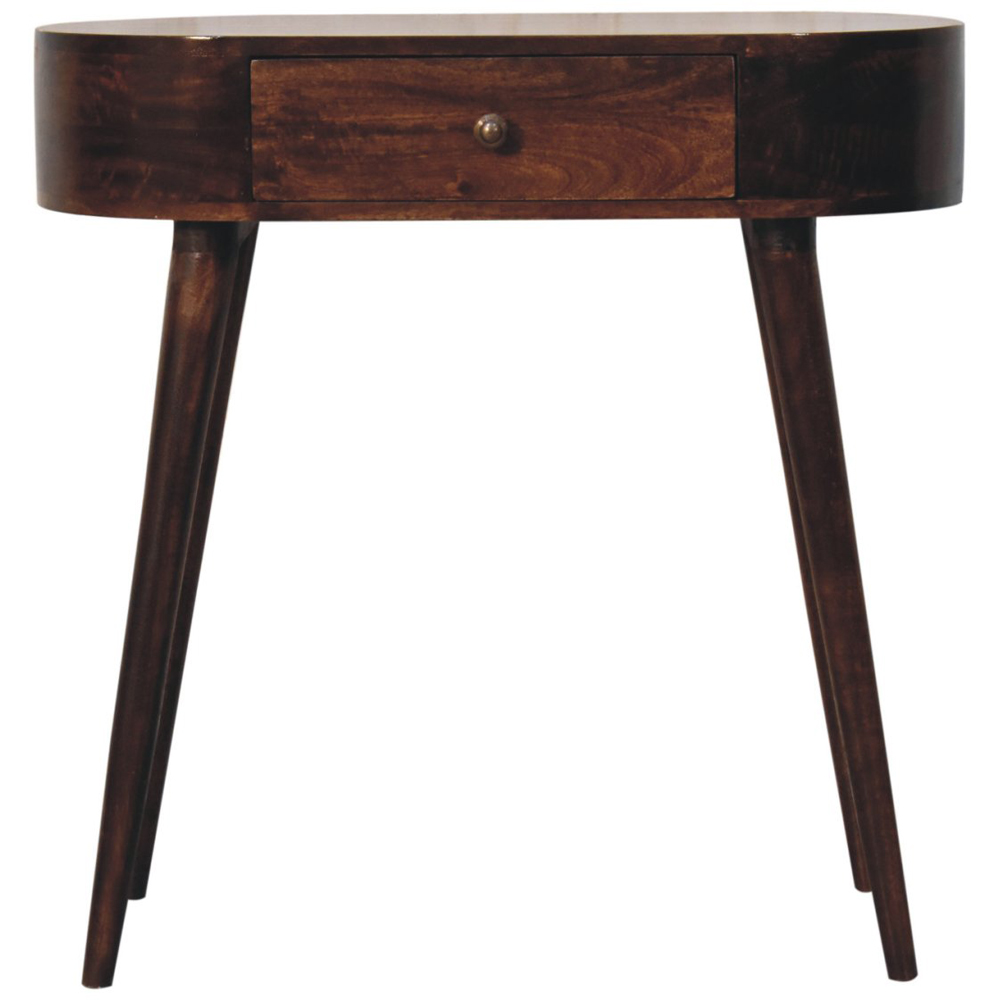 Artisan Furniture California Walnut Single Drawer Solid Wood Rounded Small Console Table Image 3