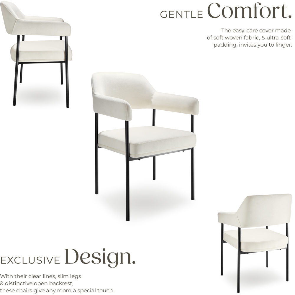 tectake Doe Set of 2 Woven Fabric Armchair with Black Powder Coated Steel Legs Image 3