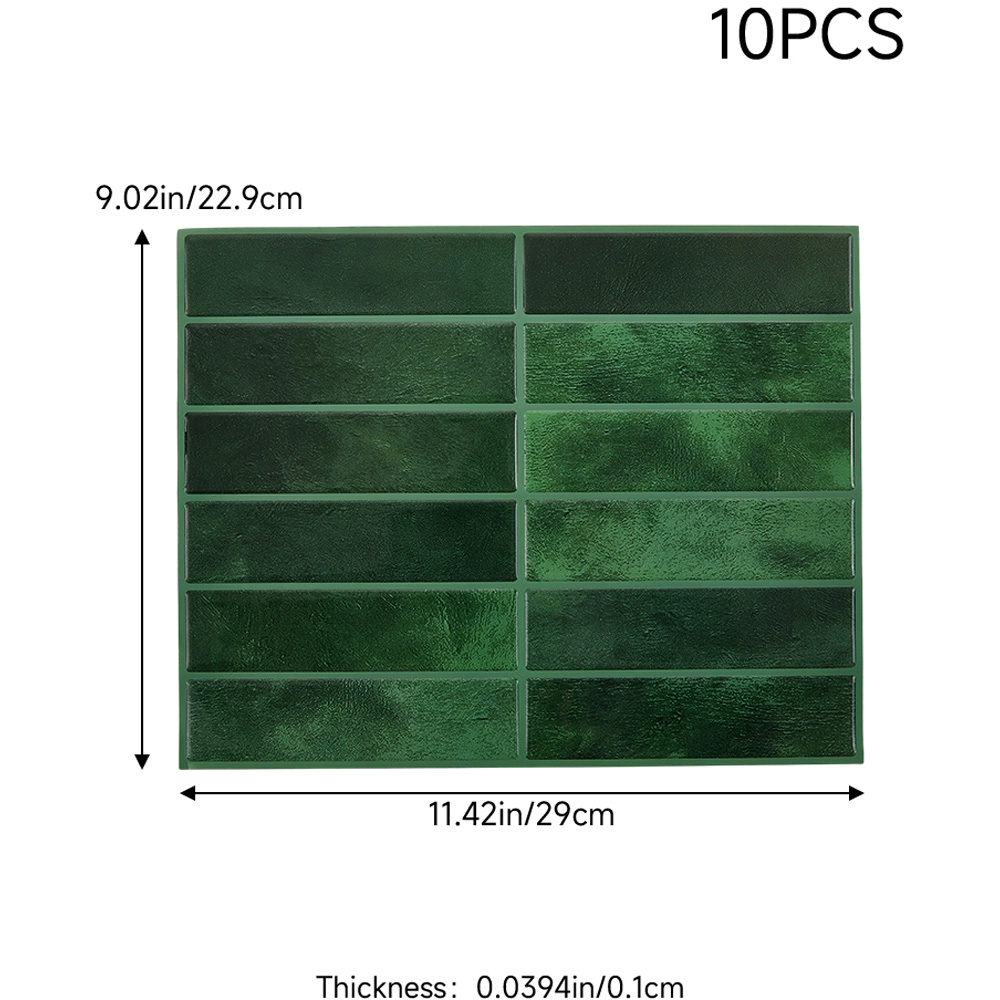 Living and Home Green Rectangle Self Adhesive Wall Sticker 10 Pack Image 9