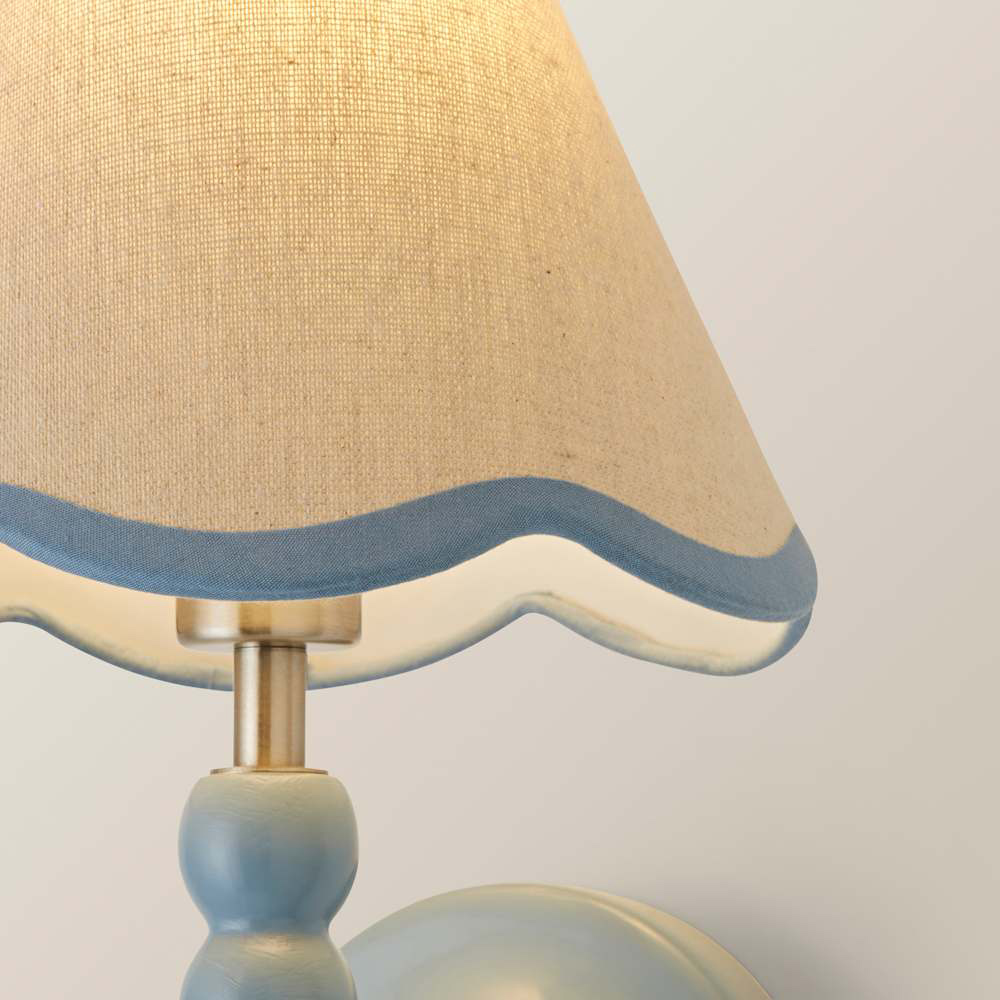 ValueLights Trim Scallop Shade Blue Bobbin LED Wall Light with Bulb 2 Pack Image 5