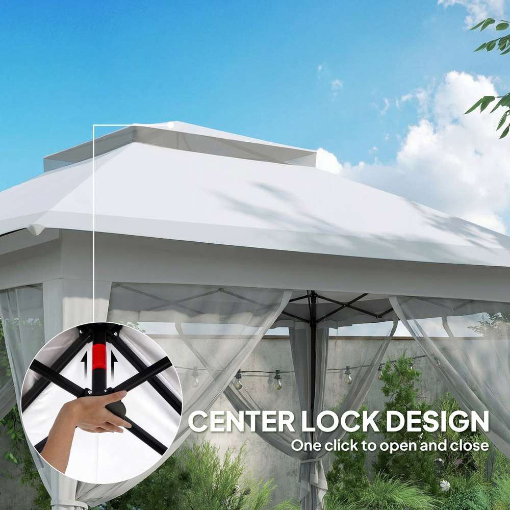 Outsunny 3 x 3m 2-Tier Grey Pop Up Gazebo with Mesh Curtains Image 7