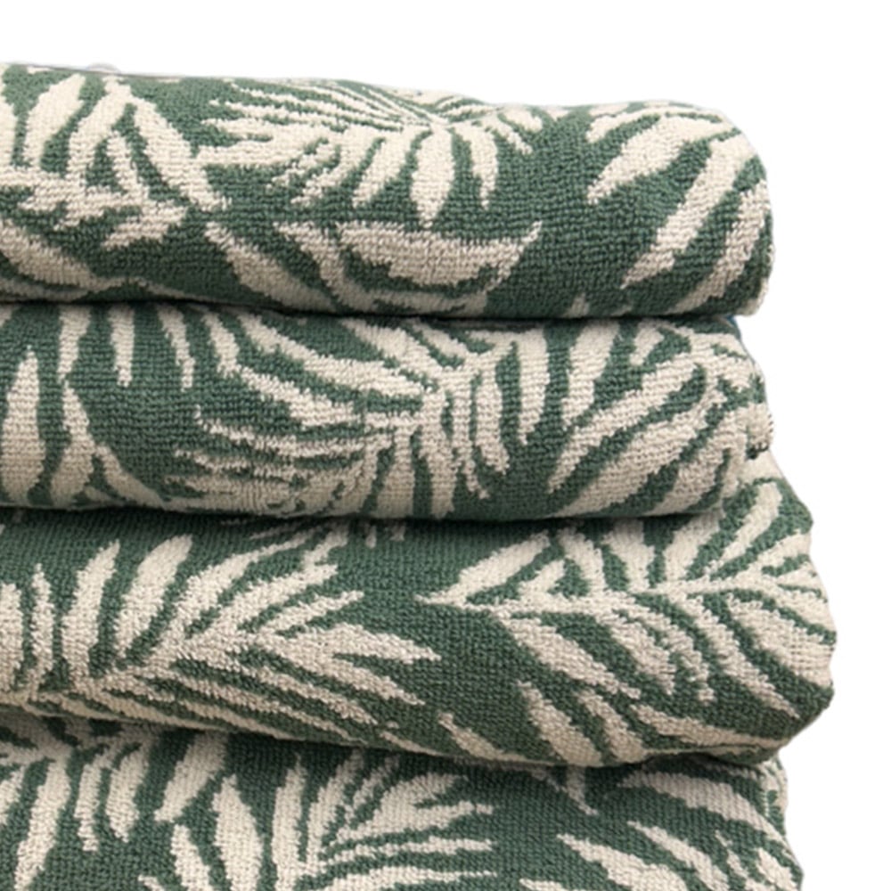 Bellissimo Botanical Turkish Cotton Green Towel Set of 4 Image 2