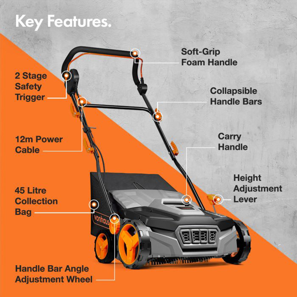 VonHaus 26732RG Artificial Grass Brush Sweeper 1800W Image 2