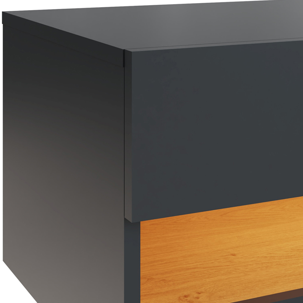 GFW Leon 2 Shelf Anthracite and Oak Wall TV Unit with LED Image 5