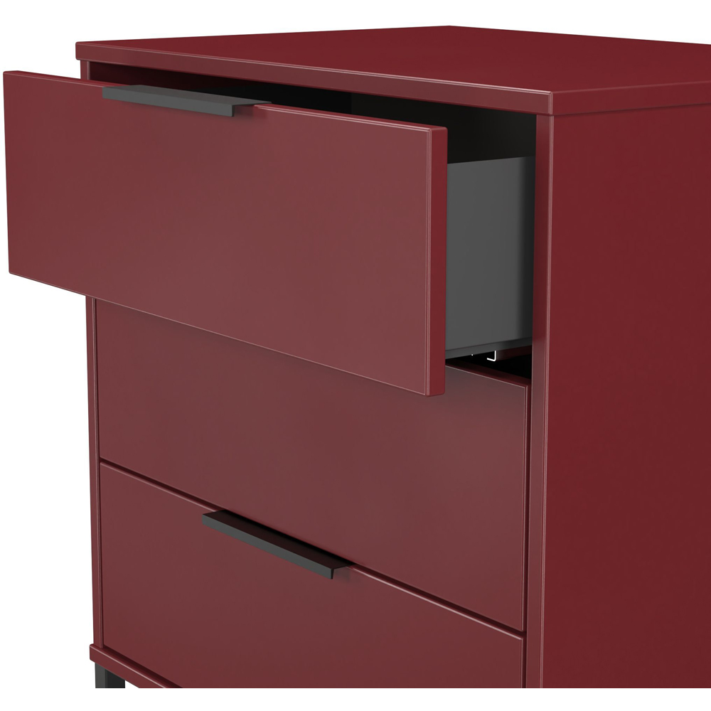 Crowndale Hong Kong 3 Drawer Red Matt Midi Chest of Drawers Ready Assembled Image 5