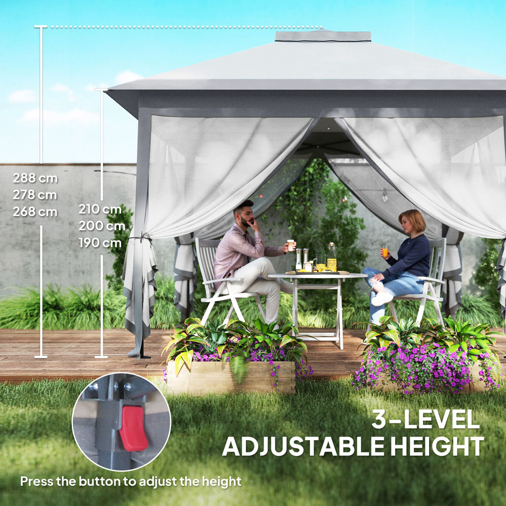 Outsunny 3.3 x 3.3m 2-Tier Grey Pop Up Gazebo Image 6