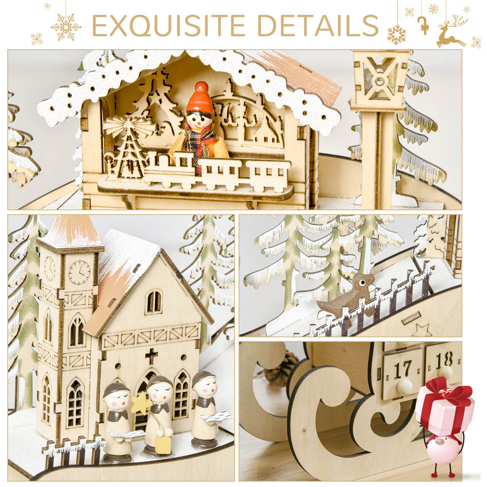 Everglow Light Up Wooden Village with Countdown Drawer Christmas Advent Calendar Image 6