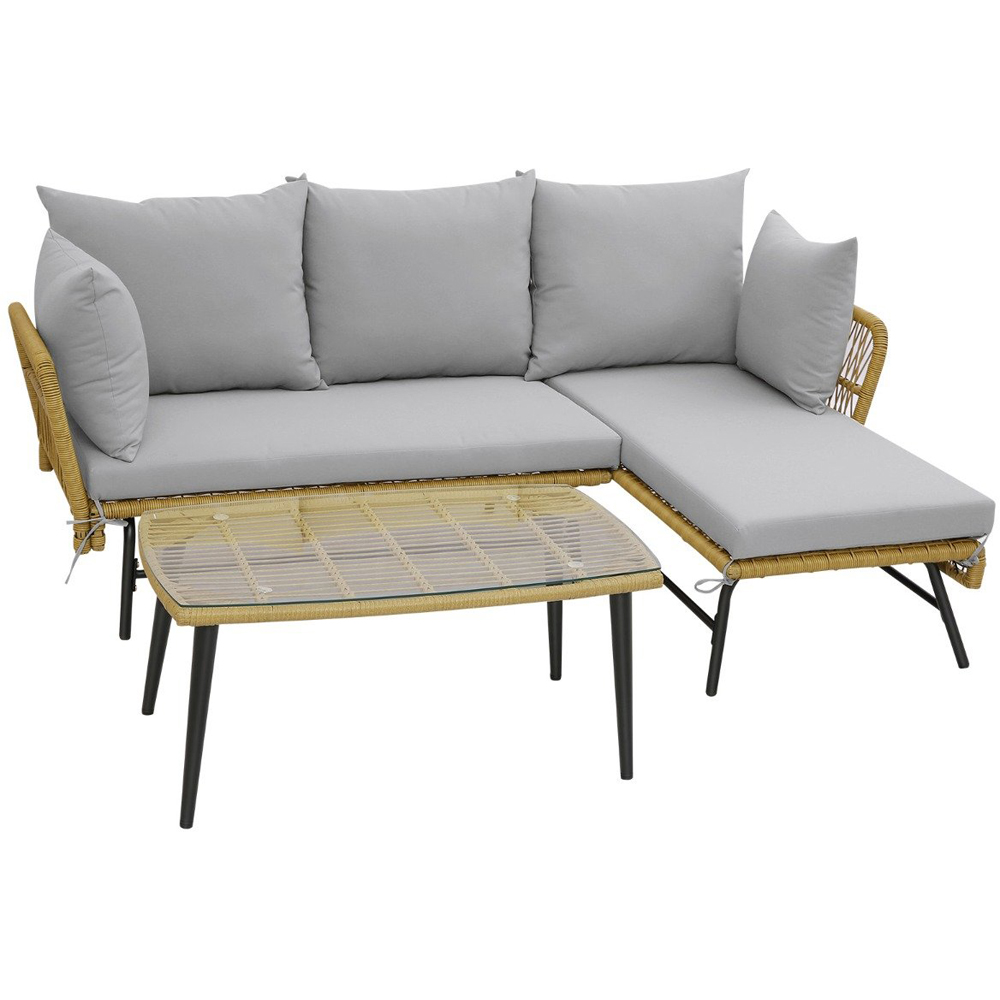 Costway 4 Seater Rattan Grey L Shaped Lounge Sofa Set Image 2