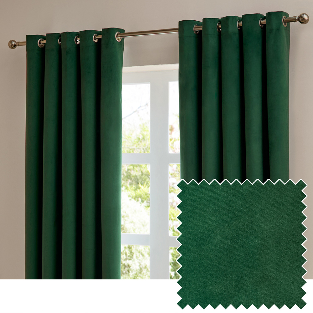Furn The Ultimate Emerald Velvet Fully Lined Eyelet Curtains 229 x 183cm Image 6