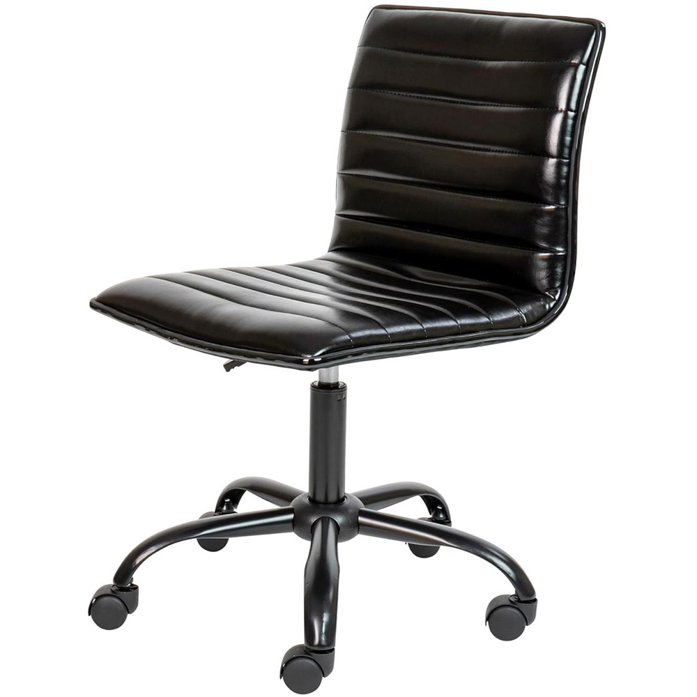 FWStyle Black Faux Leather Ribbed Designer Office Chair Image 2