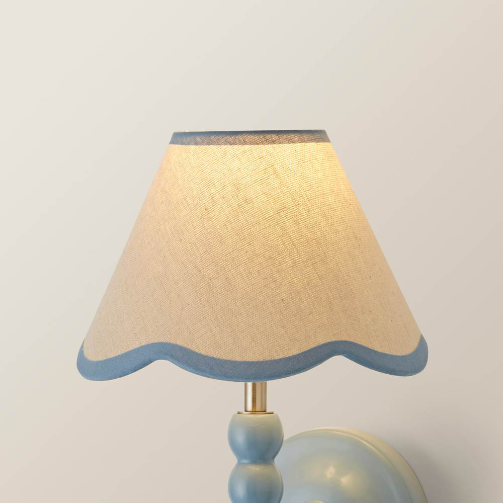ValueLights Florie Blue Linen Scallop Trim Mini Lamp Shade Image 4