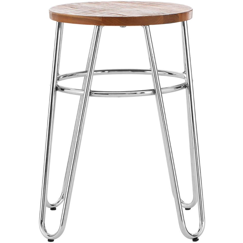 Premier Housewares District Wood Top Stool with Chrome Hairpin Legs Image 3