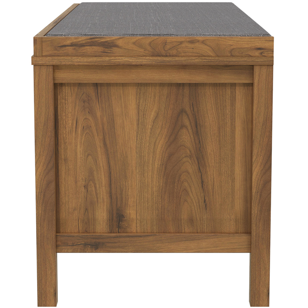 Flexi Storage Erik 2 Door Mango Wood Effect Slatted Hallway Bench with Cushion Image 5