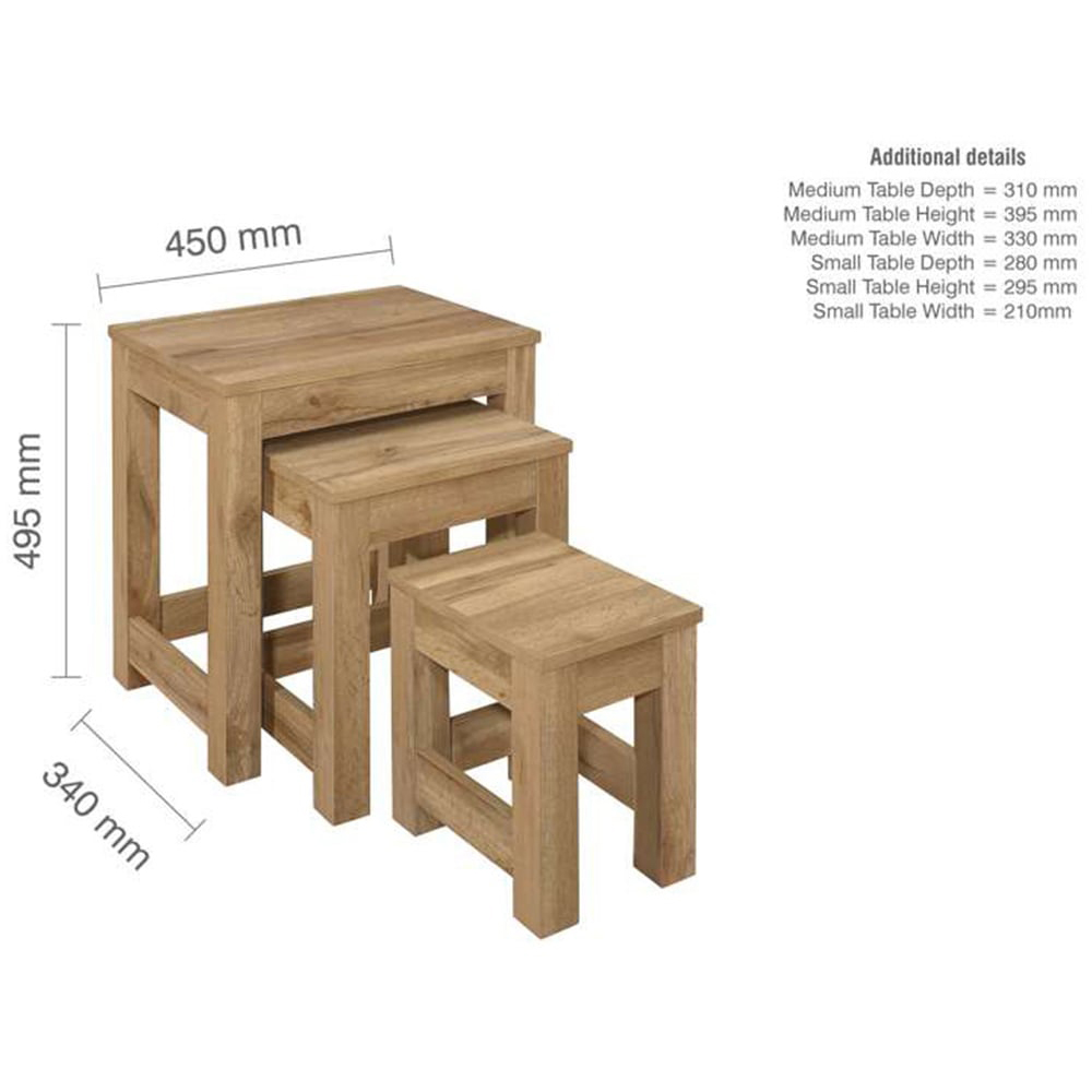 Compton Oak Nest of Tables Set of 3 Image 8