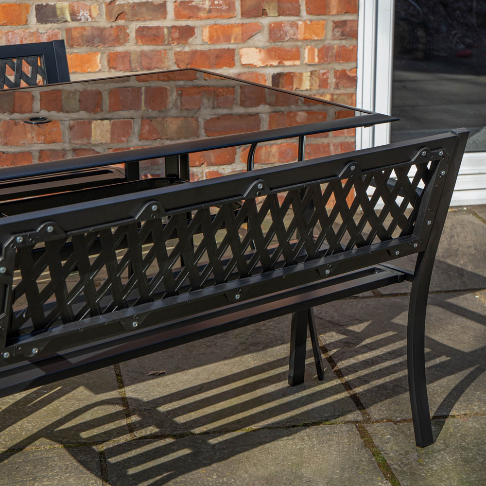 Samuel Alexander 4 Seater Glass Top Garden Dining Table with Bench Image 4