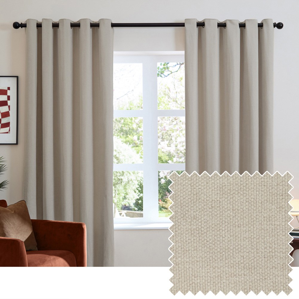 Furn Natural Soft Chenille Blackout Eyelet Curtains 229 x 229cm Image 5