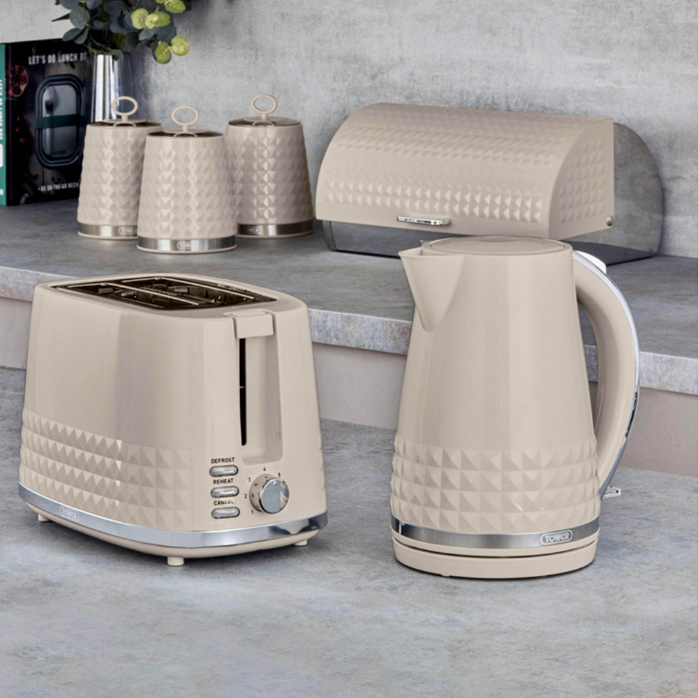 Tower Solitaire EEJB191 Latte 2 Slice Toaster with 1.5L Kettle Set Image 2